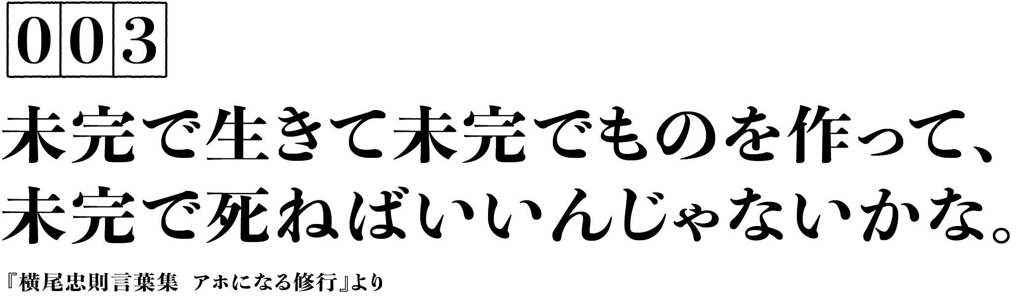 003　未完で生きて未完でものを作って、未完で死ねばいいんじゃないかな。