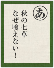 秋の七草 なぜ喰えない! 秋の七草 なぜ喰えない!