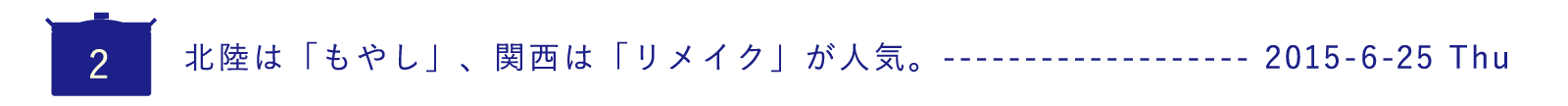 （２）北陸は「もやし」、関西は「リメイク」が人気。