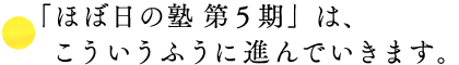 ■「ほぼ日の塾 第5期」は、 こういうふうに進んでいきます。