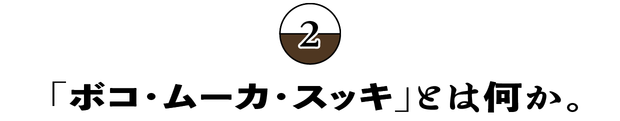 （2）「ボコ・ムーカ・スッキ」とは何か。