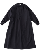 ロングスモックドレス〈濃藍〉