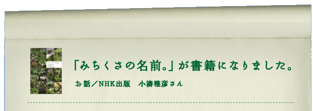 「みちくさの名前。」が書籍になりました。 　お話/NHK出版　小湊雅彦さん