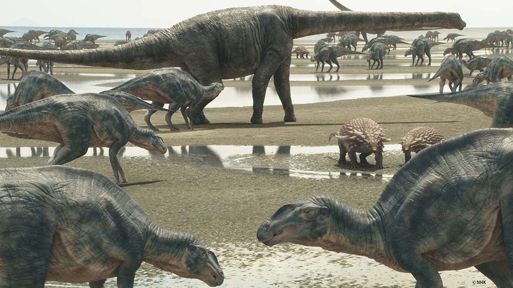 「むかわ竜」が生きた恐竜世界のCG 