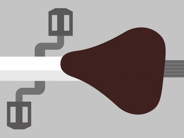 「サドルをキツく締めたあとで少しナナメなことに気づいたシーン」