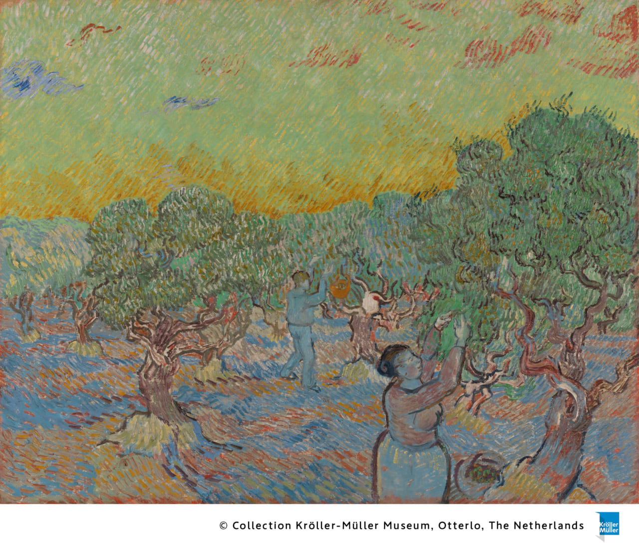 フィンセント・ファン・ゴッホ　《オリーヴを摘む人々》　
1889年12月
油彩、カンヴァス
73.3×92.2cm
クレラー=ミュラー美術館