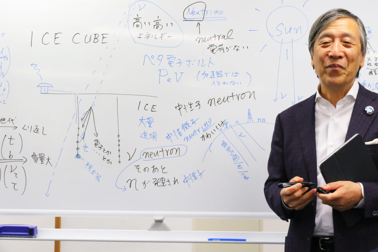 ▲案の定、ホワイトボードが難しい言葉で埋まりました。