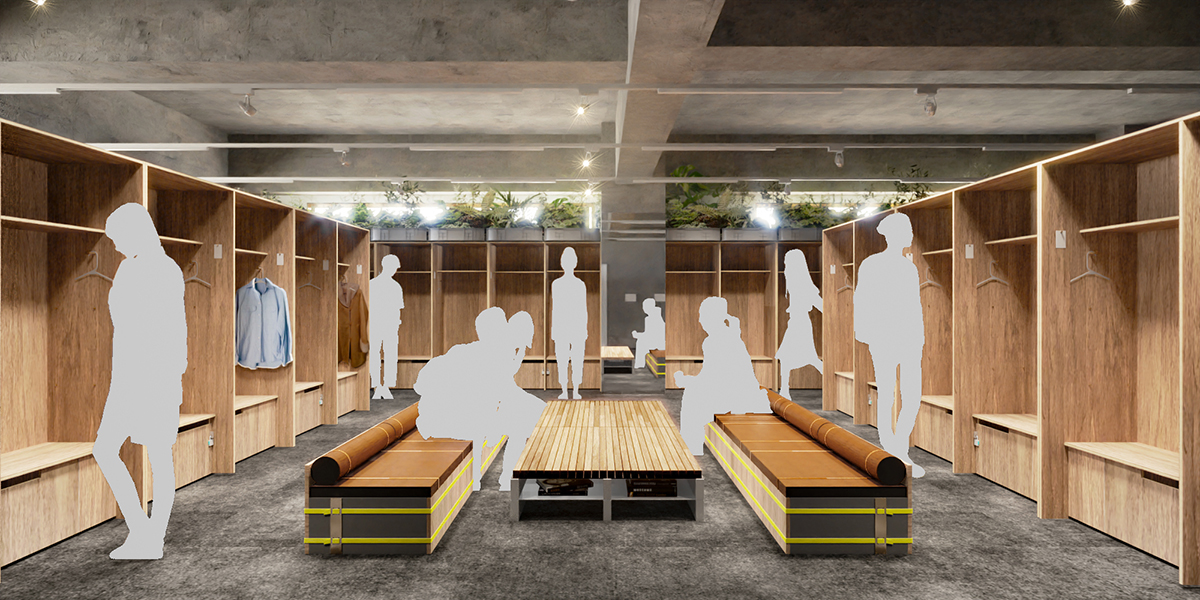 ▲４階ロッカールームのイメージパース。