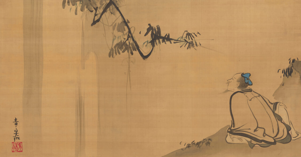 尾形光琳《李白観瀑図》
江戸時代18世紀
紙本墨画淡彩
37.4×70.5cm
石橋財団アーティゾン美術館蔵