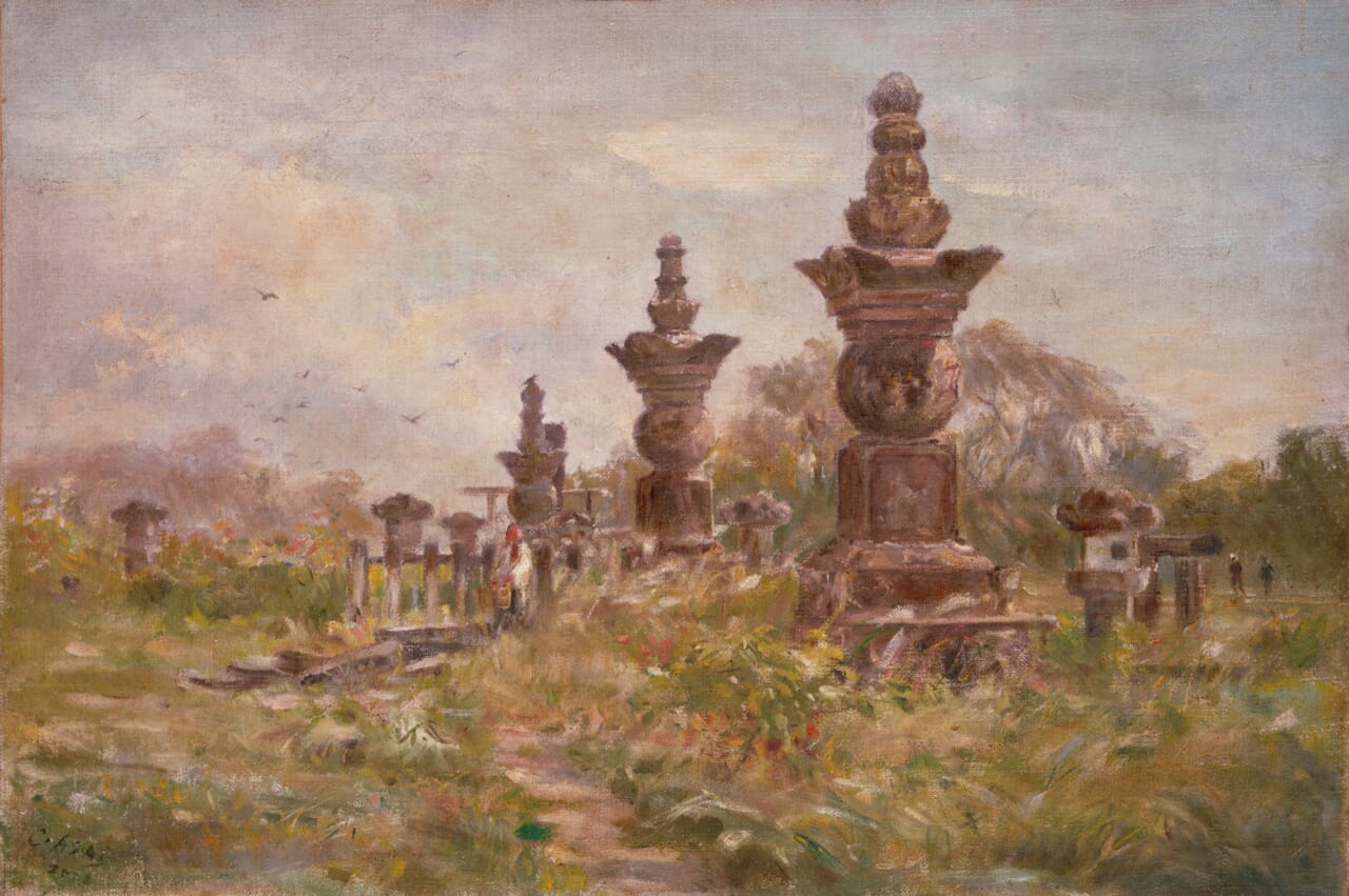 浅井忠《伝通院》1893年