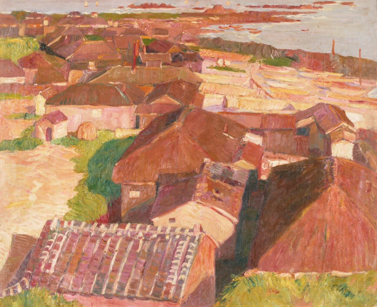 牧野虎雄《漁村》1912年