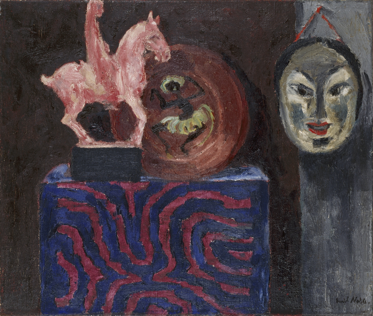 エミール・ノルデ《静物 L（アマゾーン、能面等）》1915年　愛知県美術館蔵
