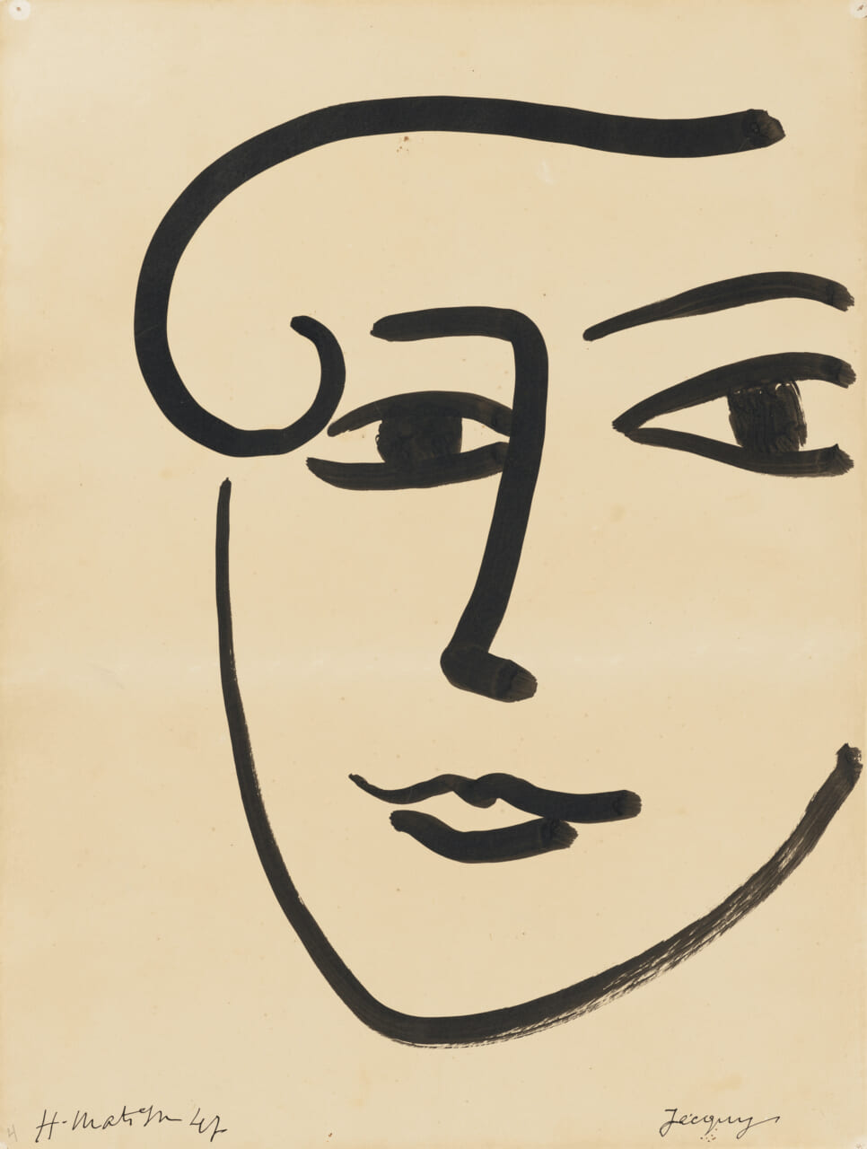 アンリ・マティス《ジャッキー》1947年　※マティスのセクションは９月５日の展覧会閉幕まで継続しますが、作品の状態保全上、取材時より作品点数を減らしての展示となっています。ご紹介している《ジャッキー》と《画室の裸婦》は展示を継続しています。