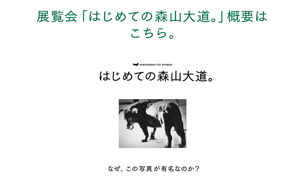 展覧会「はじめての森山大道。」概要は こちら。