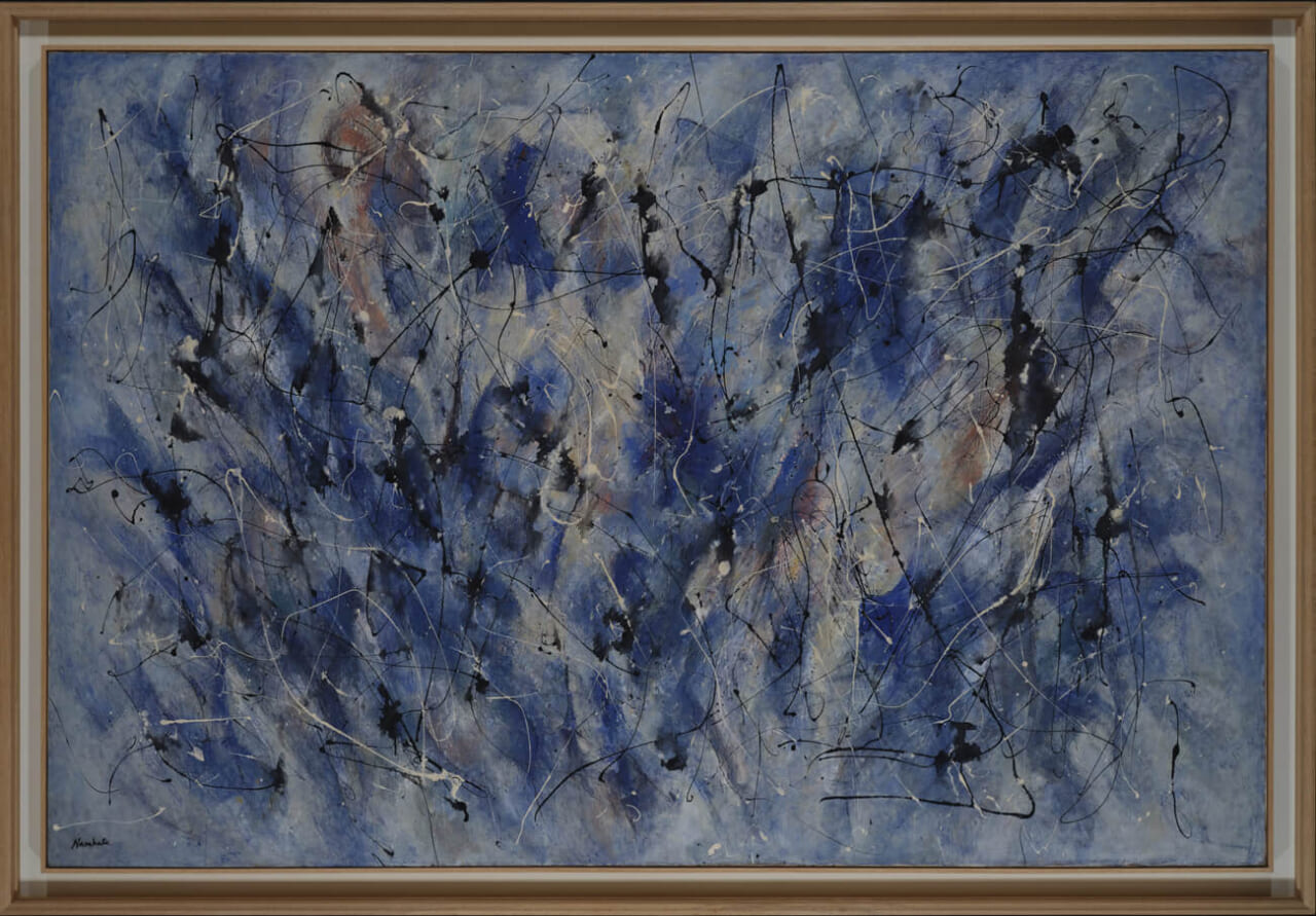 難波田龍起《生命体の集合》
1970年（昭和45）　油彩／カンヴァス　130.2×193.5cm