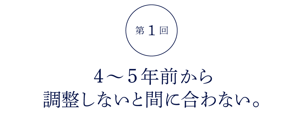 第１回 ４～５年前から 調整しないと間に合わない。