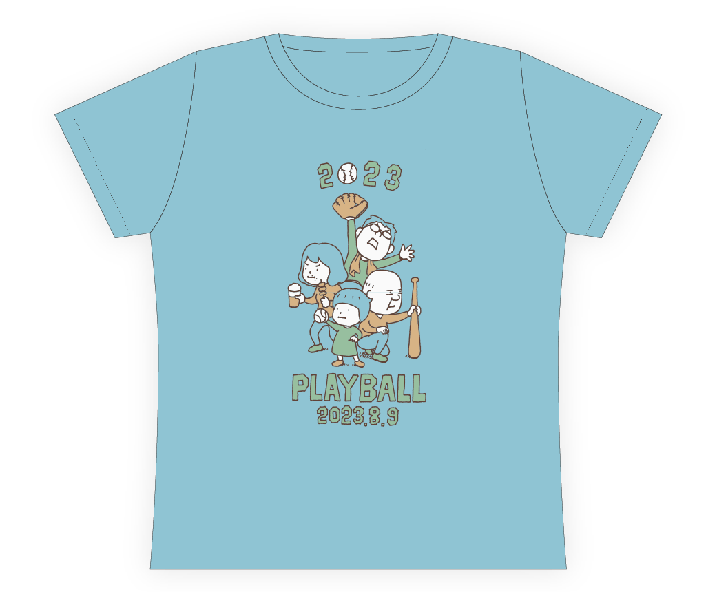 ▲おまたせしました、正式デザイン発表！
ヨシタケシンスケさんのイラストをモチーフにした
「野球で遊ぼう。2023」の特典Ｔシャツです！