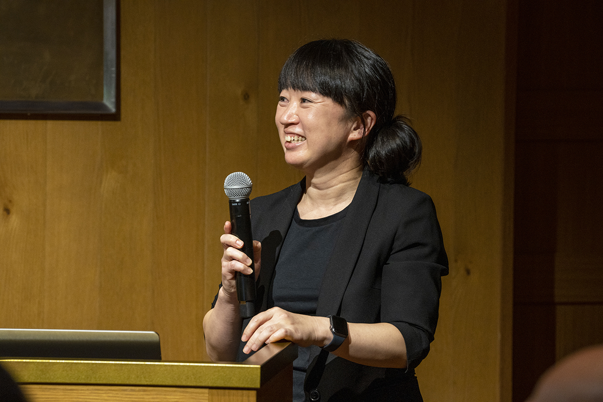 ▲あとで仲良くなるGlobal-eのカンキさん（この写真はイベント中の様子）。このときのZOOM打ち合わせは「食べられないものありますか？」くらいの話でした。