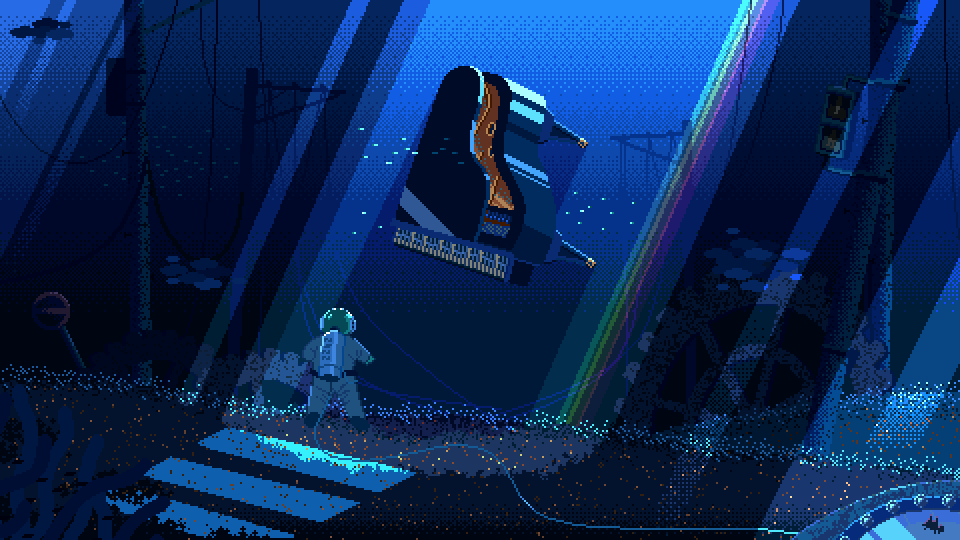 『海に落ちたピアノ』2022年制作（480 × 270pix）