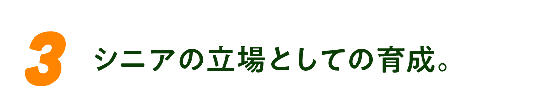 （3）シニアの立場としての育成。