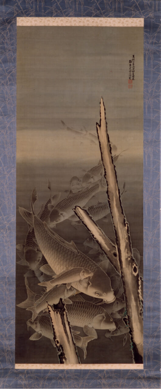 黒田稲皐《群鯉図》1827 鳥取県立美術館