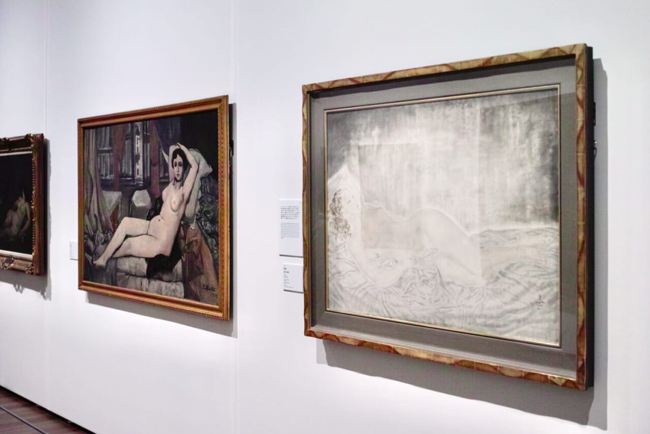 左：前田寛治《仰臥裸婦》　右：藤田嗣治《横たわる裸婦》　※編集部撮影