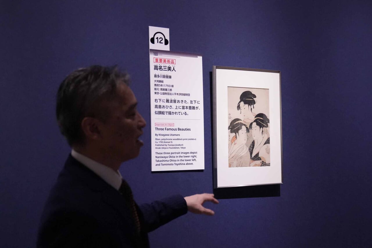 ▲重要美術品『高名三美人』(公益財団法人平木浮世絵財団)