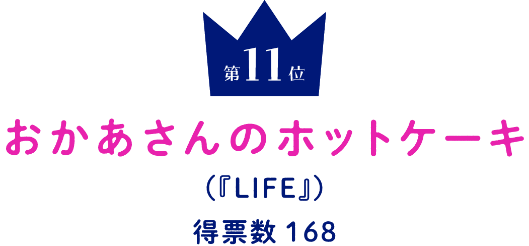 第11位 おかあさんのホットケーキ （『LIFE』） 得票数168