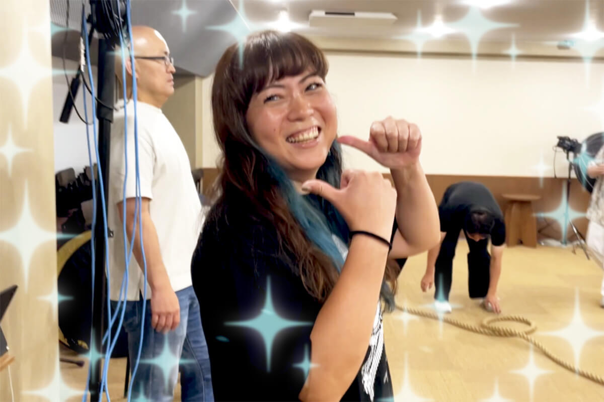 「つなひき楽しいねぇ！」と満面の笑みのメロンさん。