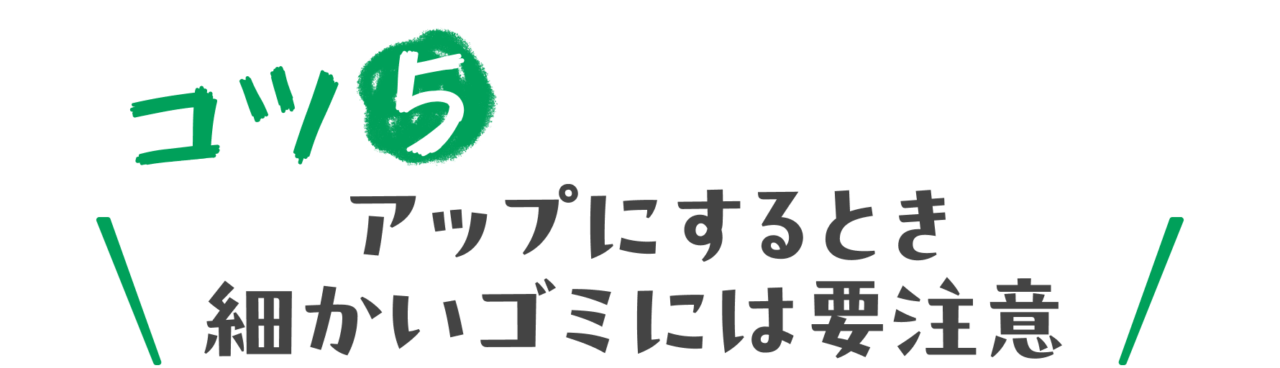 コツ５：アップするとき細かいゴミには要注意 