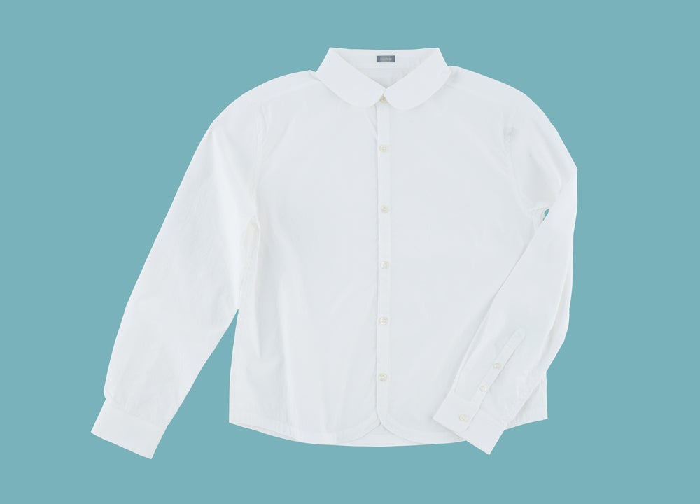 ▲シックでかわいい丸襟ブラウス。
細身に見えつつ、タテヨコに伸びるから
着心地がのびのびラクチン。