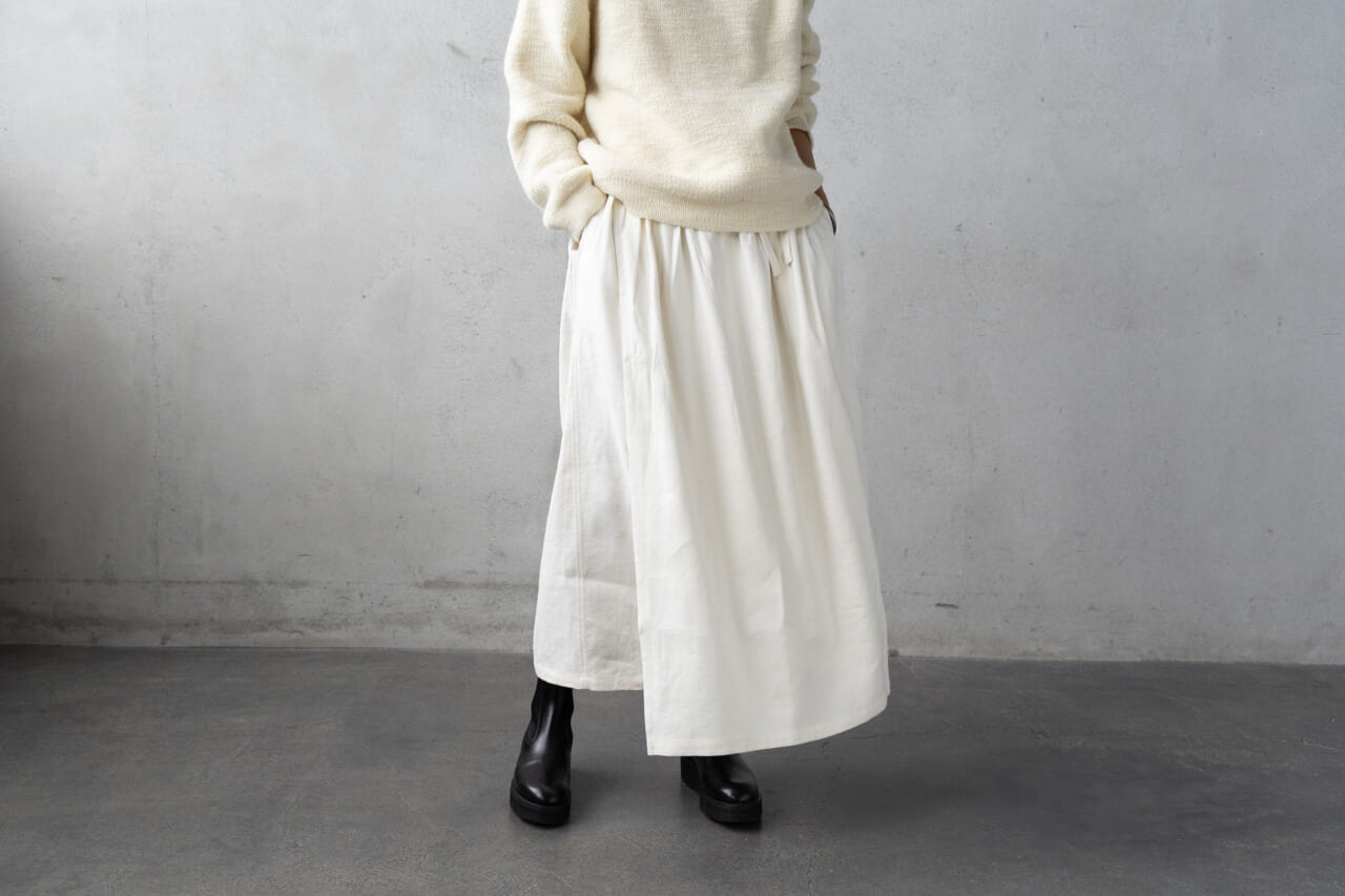 綾織絹麻巻きスカート