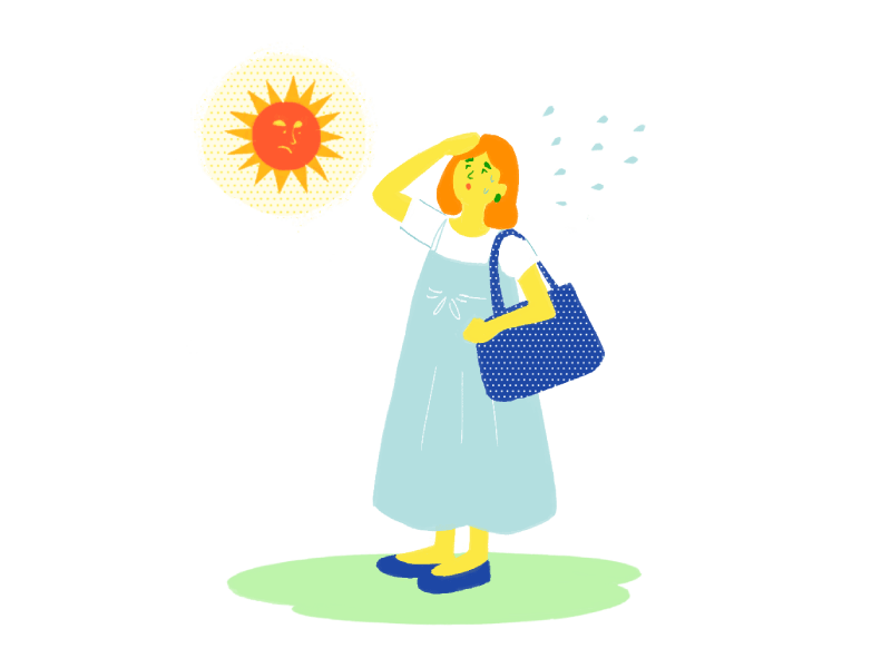 太陽に照らされて暑そうなのイラスト