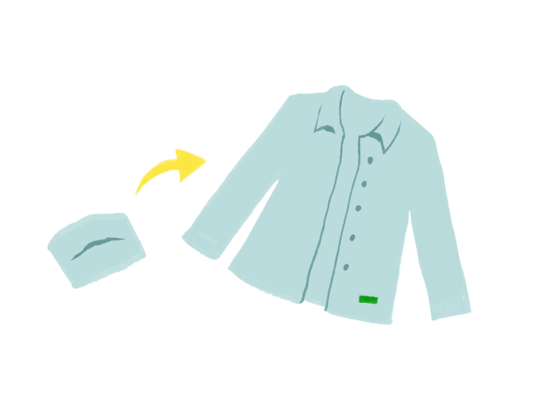 コンパクトに畳まれたkazeシャツのイラスト