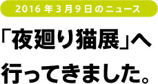 2016年3月9日のニュース　「夜回り猫展」へ行ってきました。