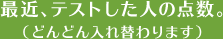 最近、テストした人の点数。(どんどん入れ替わります)