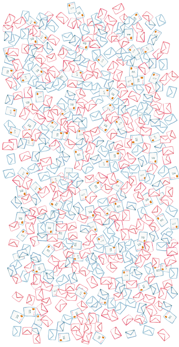 500通のメールのイメージ