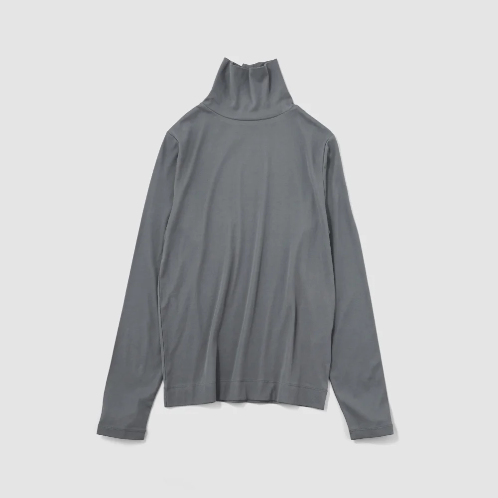 〈O2〉レディス タートルネックカットソー スチールグレー