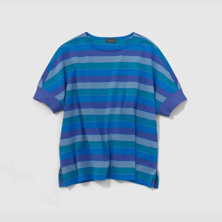 tsuki.s グラデーションストライププルオーバー ブルー