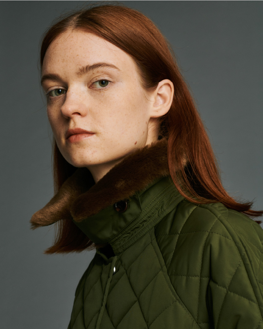 キルティングのステンカラーコート（カーキ） - CACUMA2020AW 渡邉良重