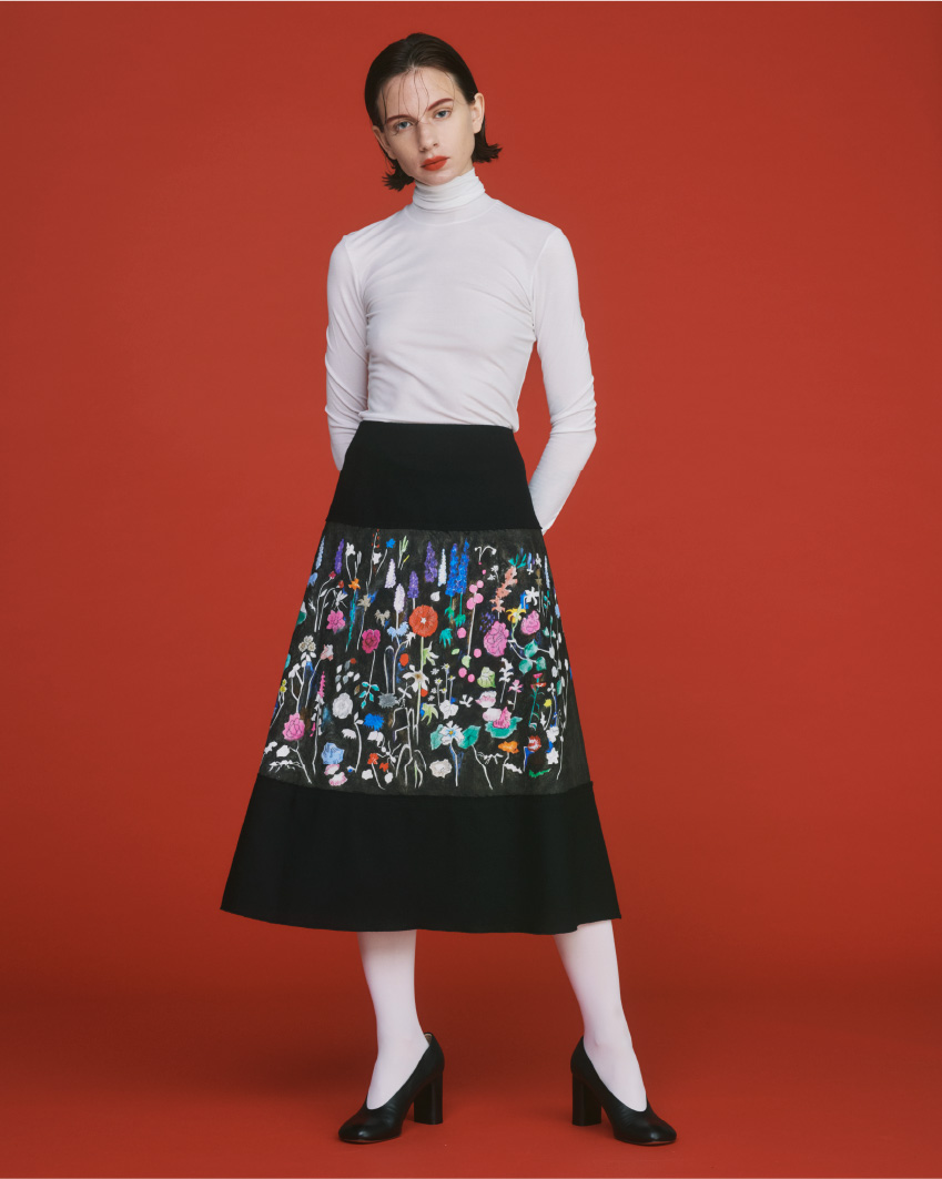野花柄の切り替えスカート - CACUMA2021AW 渡邉良重さんの服 