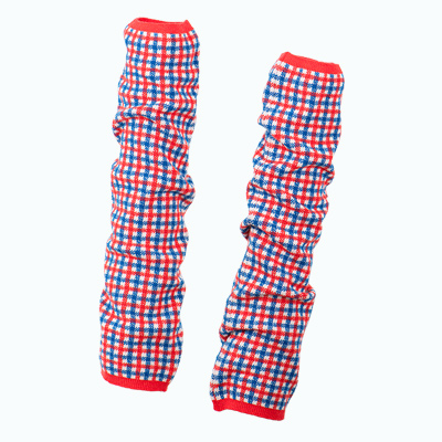 ギンガム・ブルー×レッドレッグウォーマー(うすいタオリン)