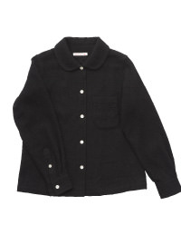 ウールの丸襟シャツ（黒）