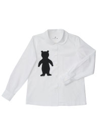 くまのプリント丸襟シャツ