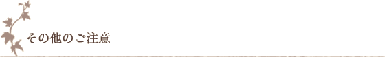 その他のご注意 その他のご注意