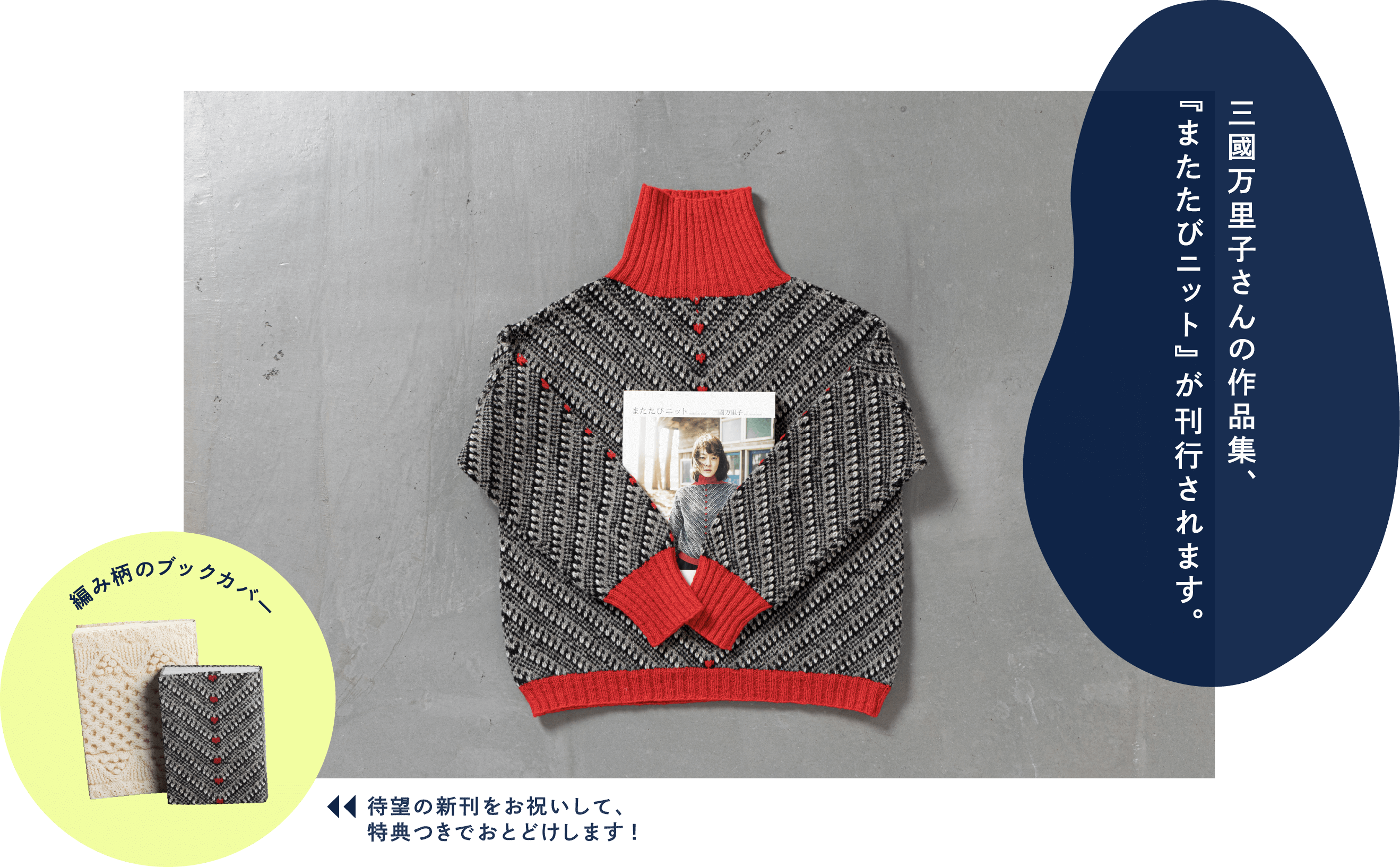 三國万里子さんの作品集、『またたびニット』が刊行されます。