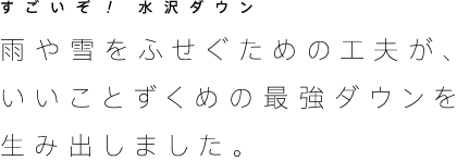 雨や雪をふせぐための工夫が、いいことずくめの最強ダウンを生み出しました。