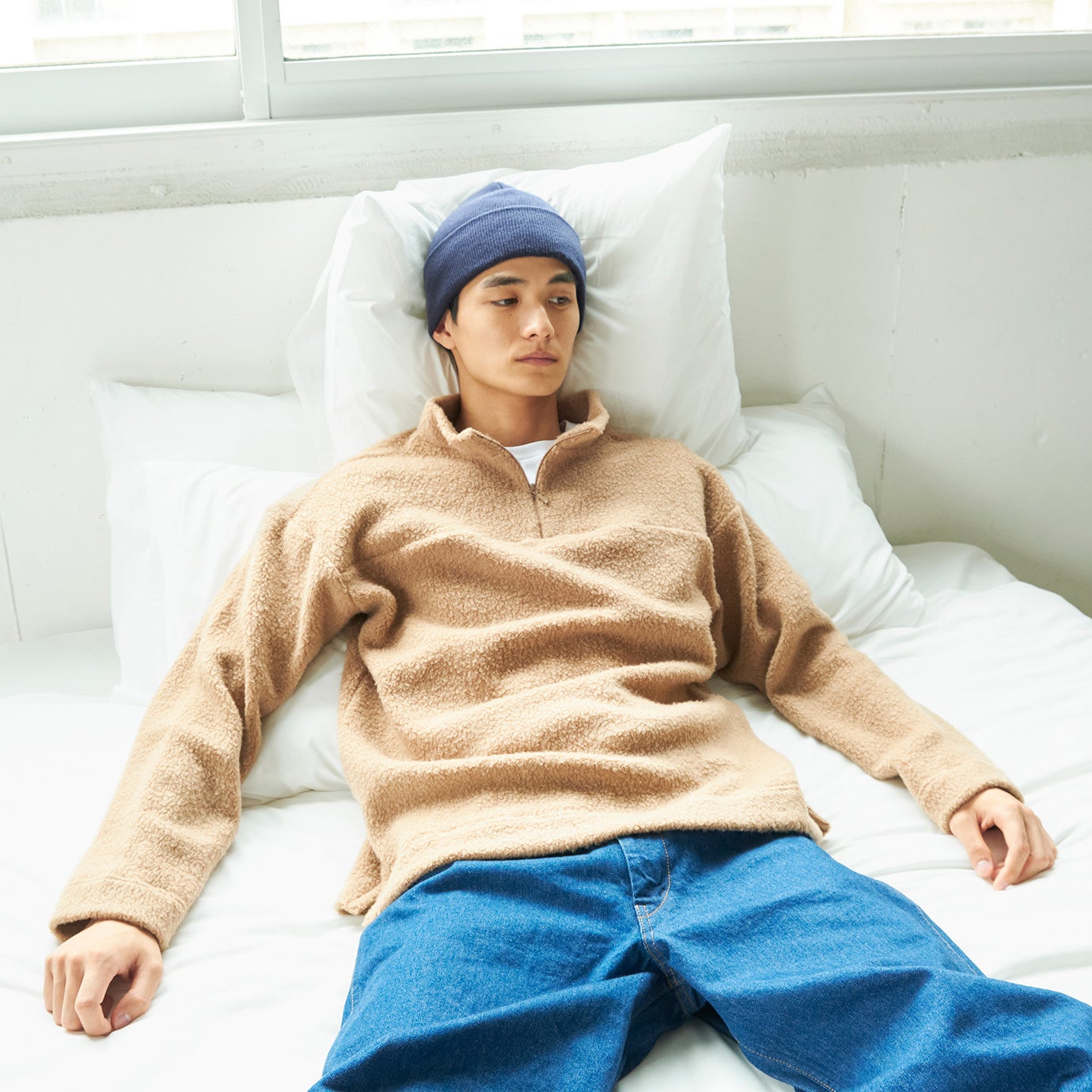 fluffy-wool メンズハーフジッププルオーバー - Hello! Good Buy