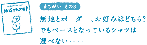 �܂������@���̂R �@���n�ƃ{�[�_�[�A���D�݂͂ǂ���H �@�ł��x�[�X�ƂȂ��Ă���V���c�͑I�ׂȂ��d�d