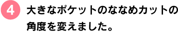文庫本の2倍の大きさ。「手帳+ノート」感覚でお使いください。 ■大きなポケットのななめカットの 角度を変えました。